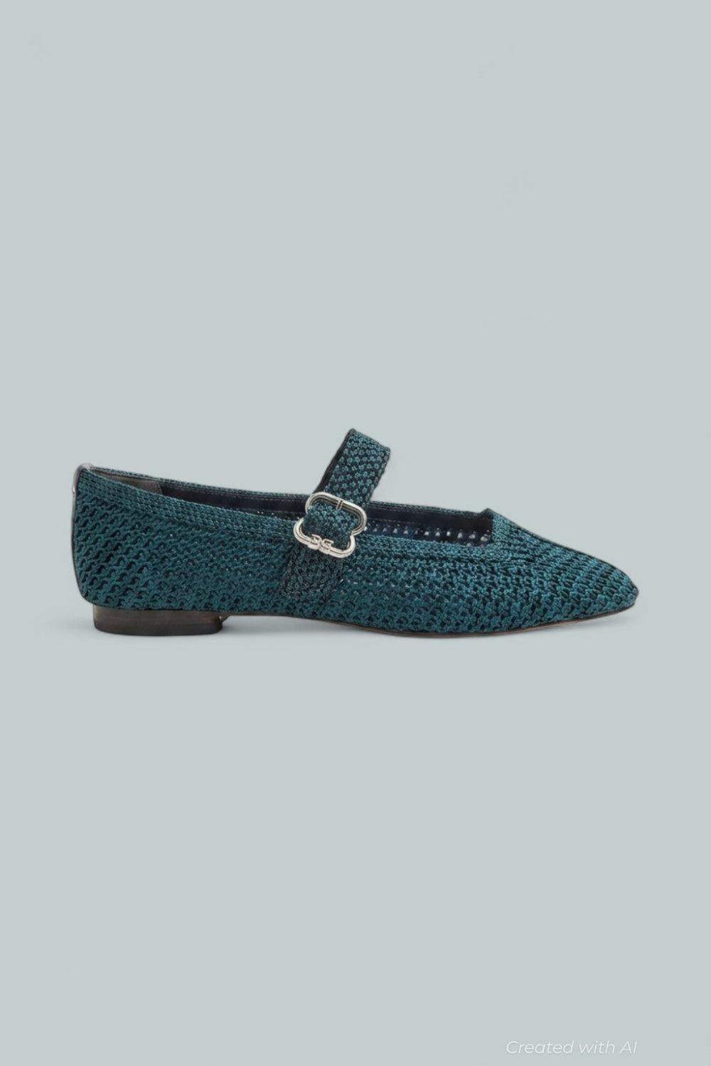 Michaela Knit Flats - Metallic Navy - 8 - Sandals