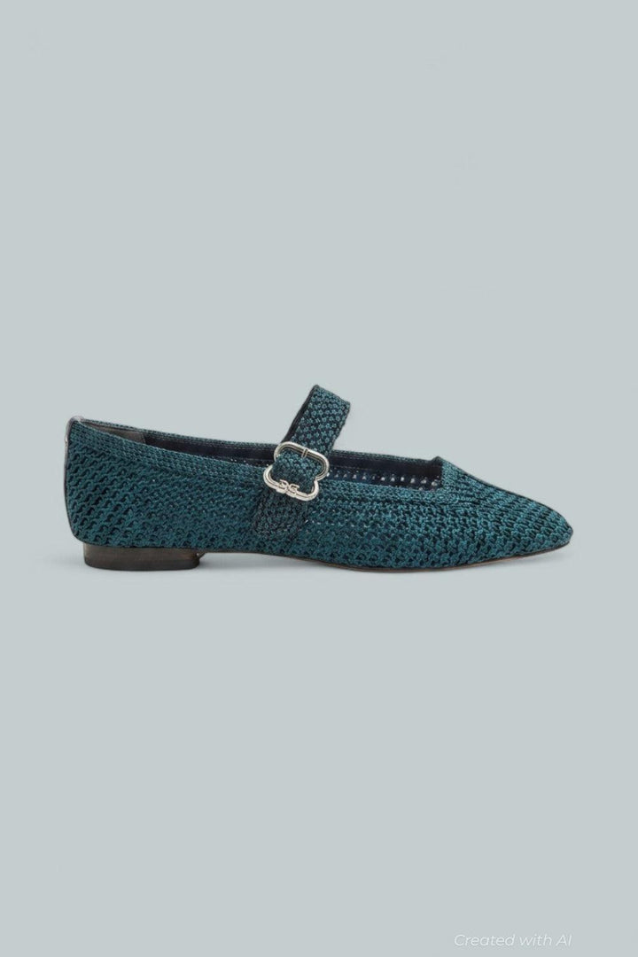 Michaela Knit Flats - Metallic Navy - 8 - Sandals