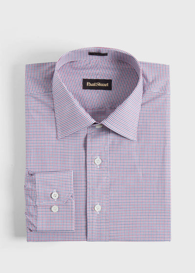 Micro Check Slim Fit Dress Shirt - Red - 18 (36 Sleeve) - Dress Shirt