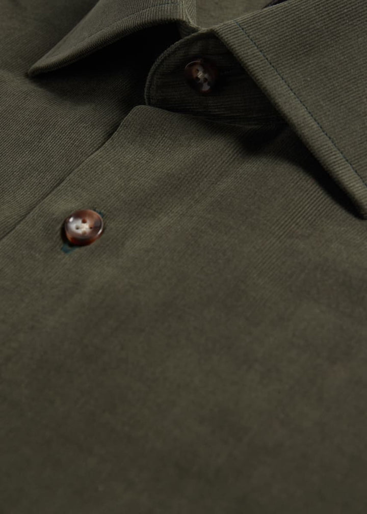 Micro Corduroy Sport Shirt - Forest Green - XXL (46) - Collared Shirt