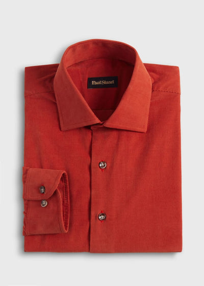 Micro Corduroy Sport Shirt - Orange - Collared Shirt