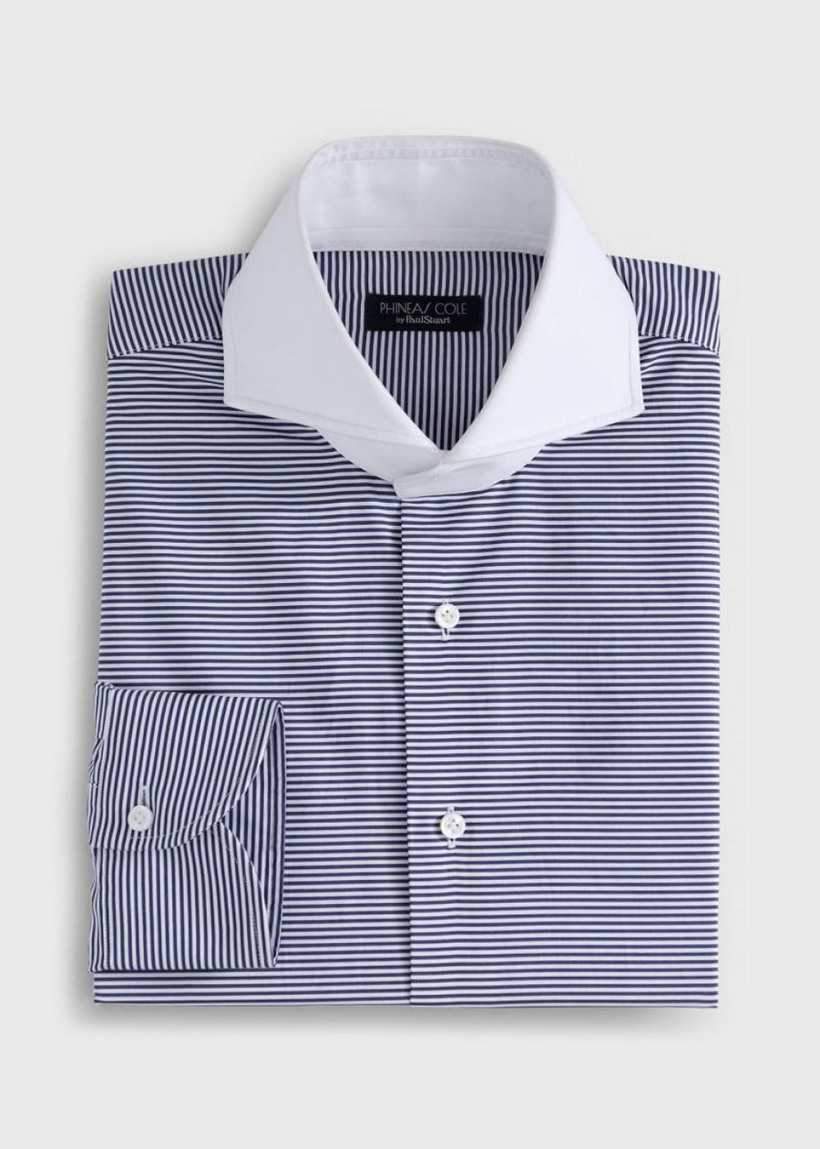 Micro Horizontal Stripe Dress Shirt - Navy/White - Dress Shirt