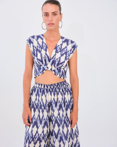 Mikah Cap Sleeve Top - New Ikat - Crop Top
