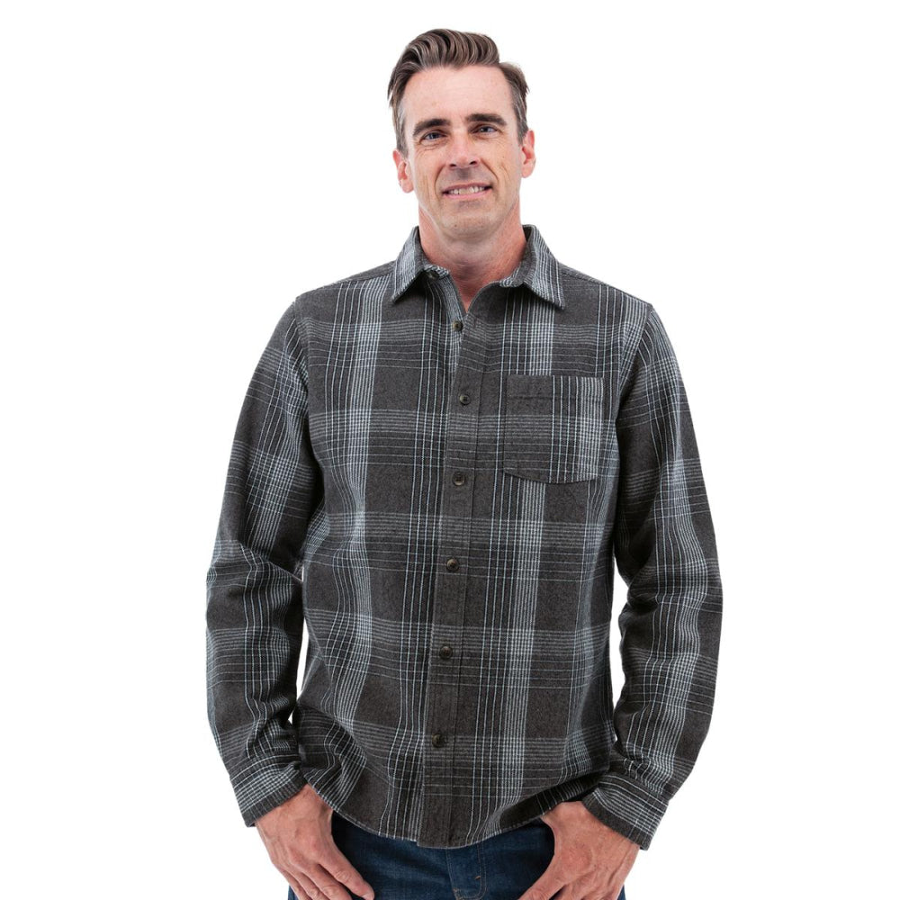 Miles Heavyweight Organic Flannel Shirt - Charcoal - Button Down Shirt