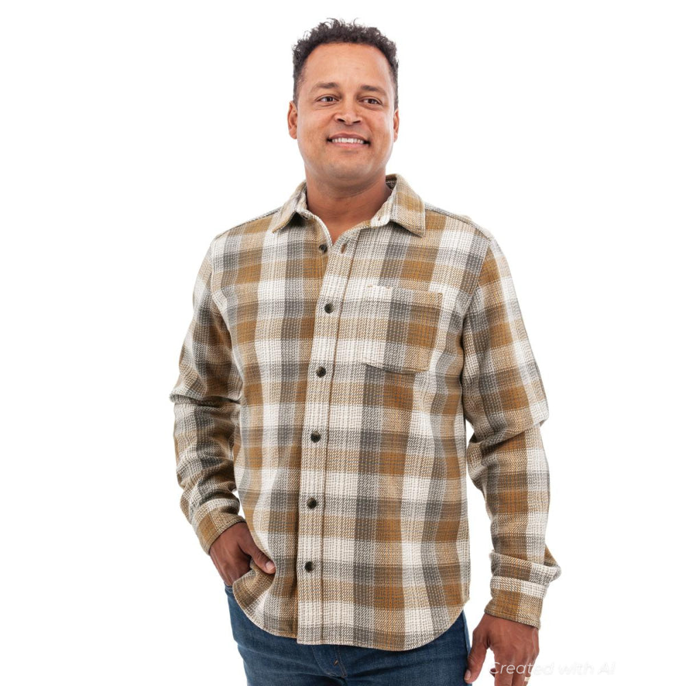 Miles Heavyweight Organic Flannel Shirt - Chipmunk - Button Down Shirt