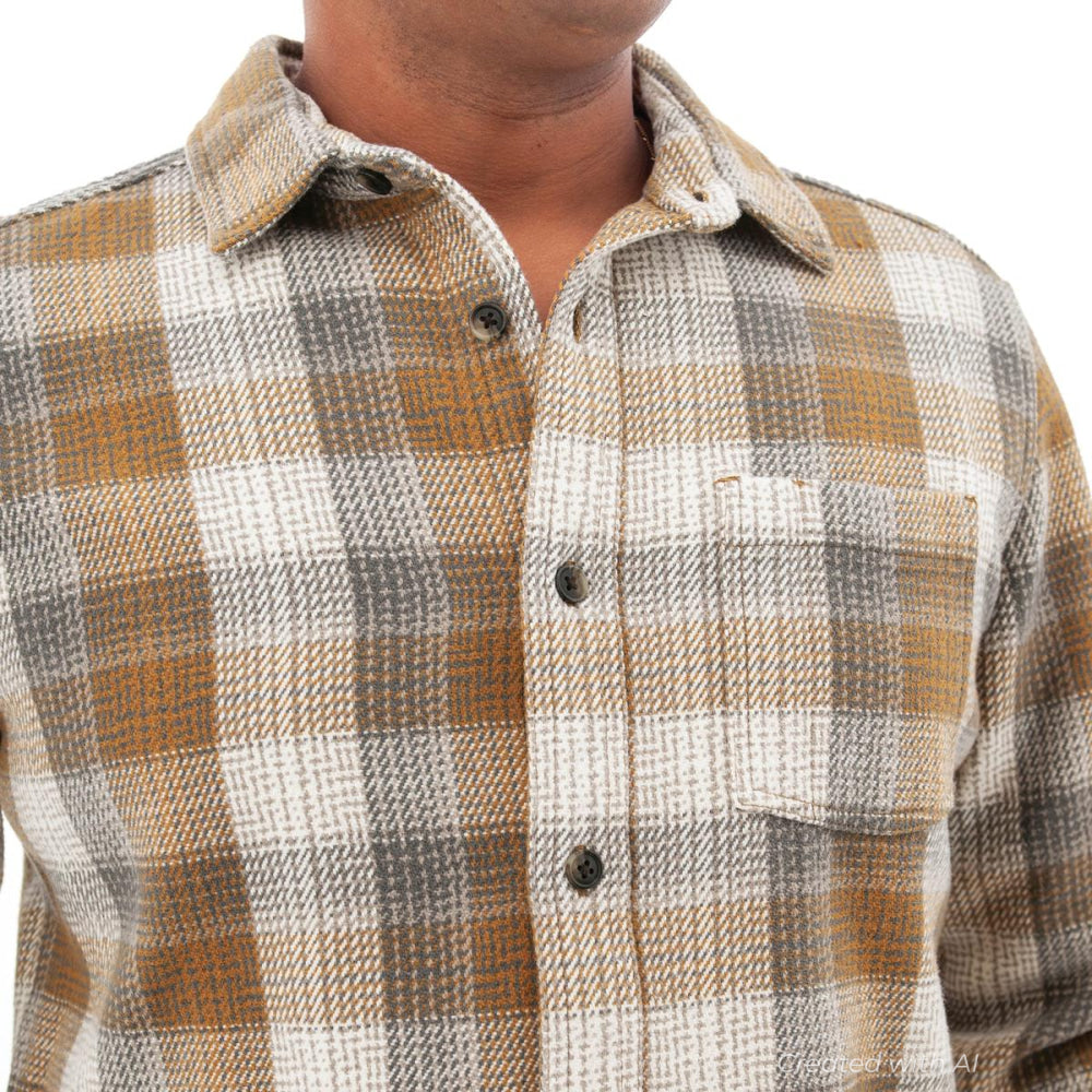 Miles Heavyweight Organic Flannel Shirt - Chipmunk - Button Down Shirt