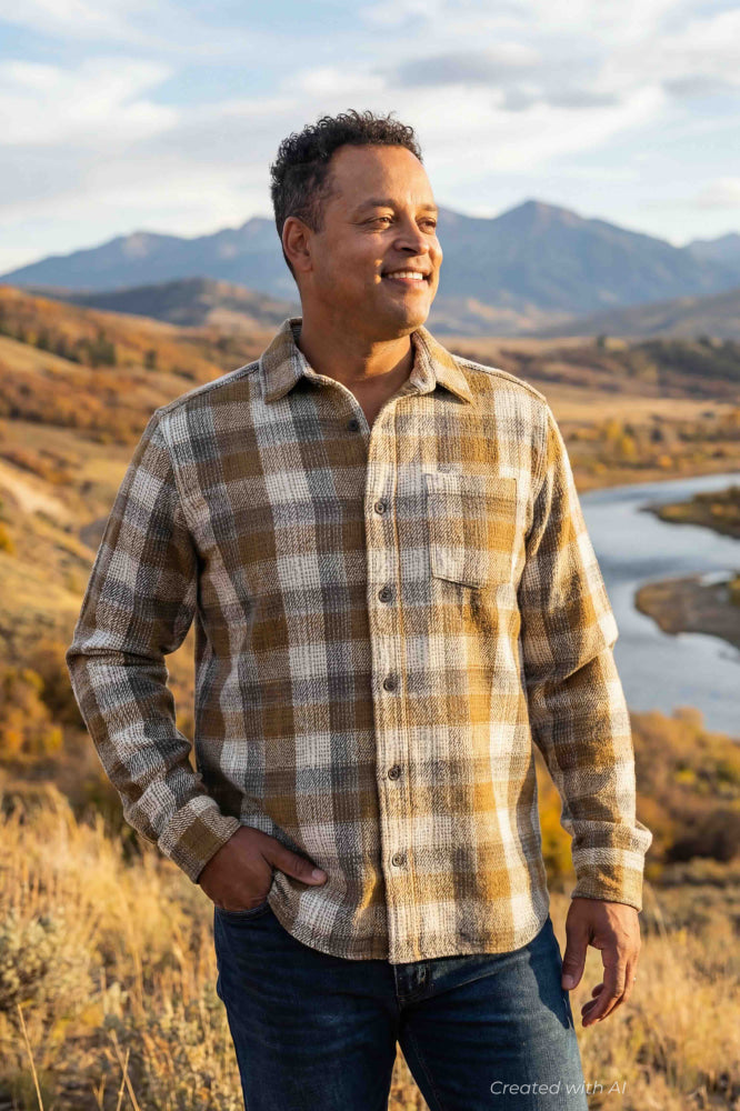 Miles Heavyweight Organic Flannel Shirt - Chipmunk - Button Down Shirt