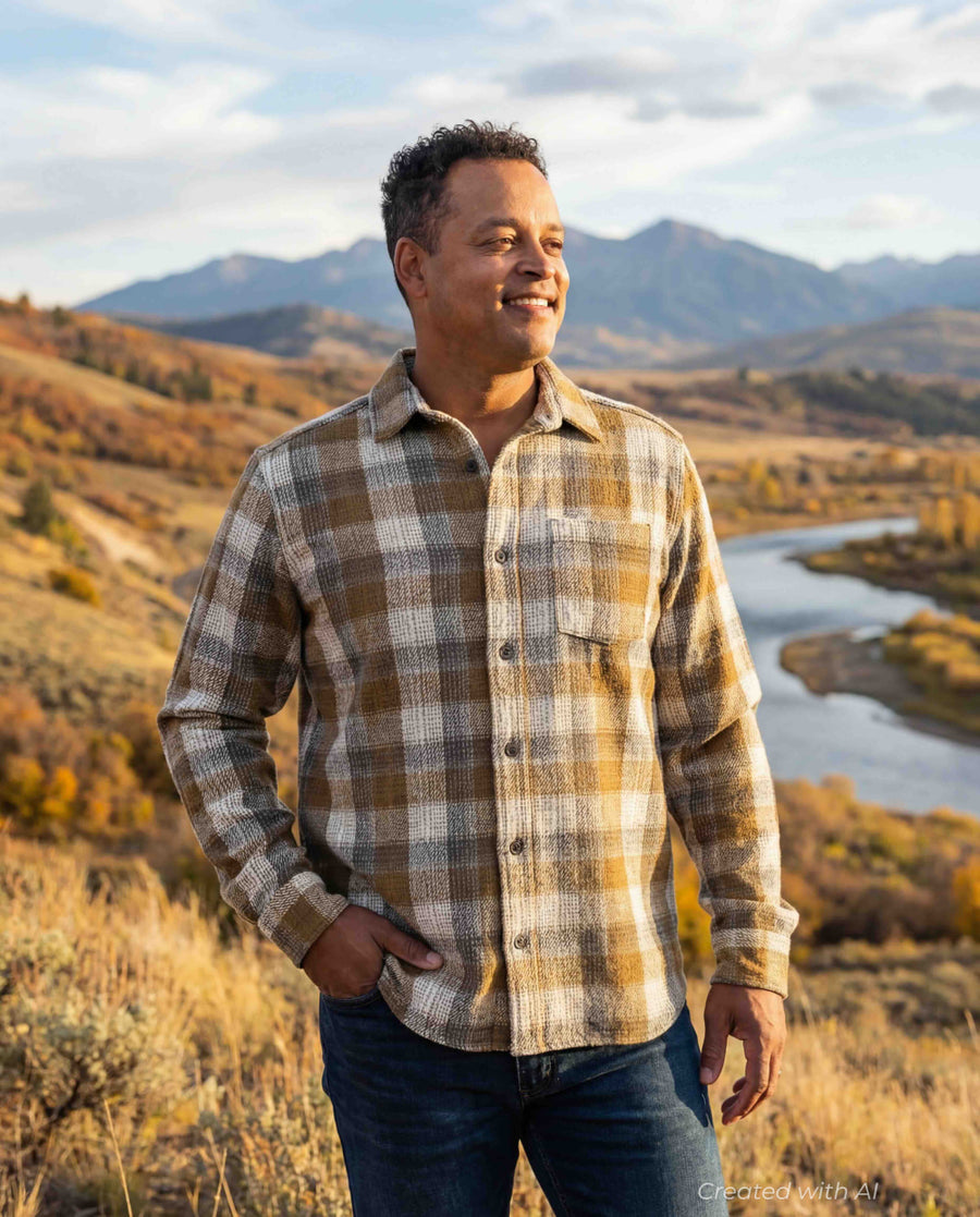 Miles Heavyweight Organic Flannel Shirt - Chipmunk - Button Down Shirt