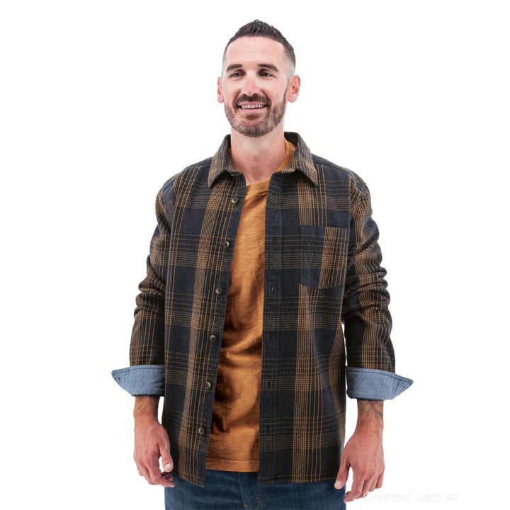 Miles Heavyweight Organic Flannel Shirt - Ombre - Button Down Shirt