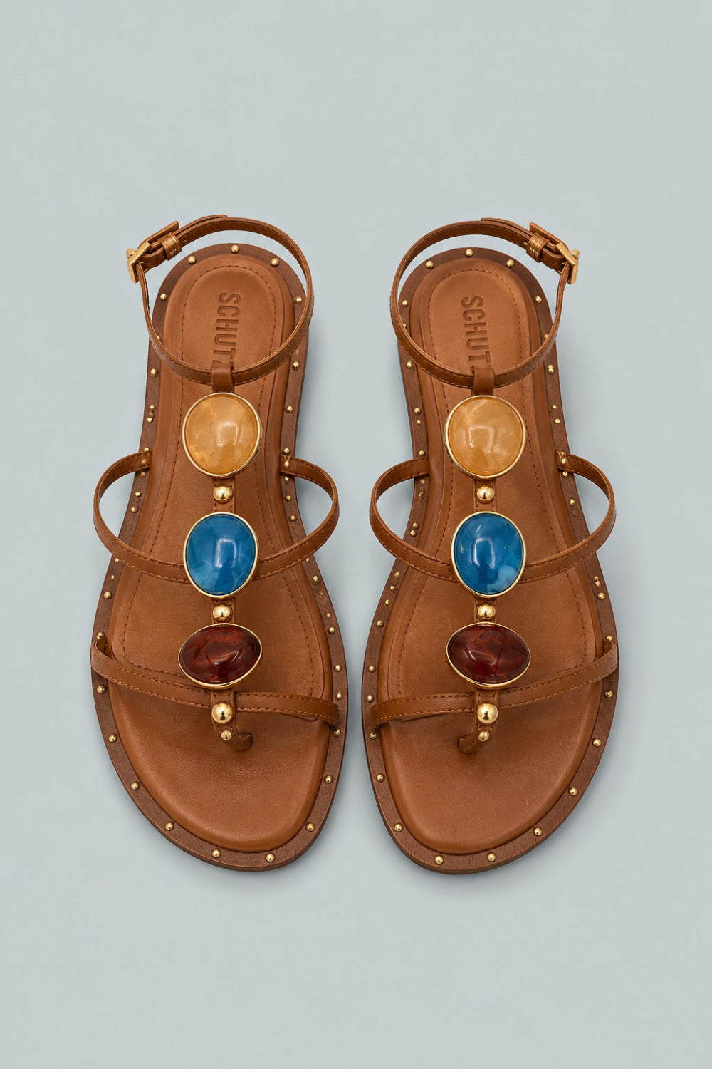 Milos Leather Flat Sandals - Miele - Sandal