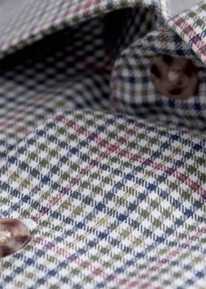 Mini Check Sport Shirt - Olive/Multi - Collared Shirt