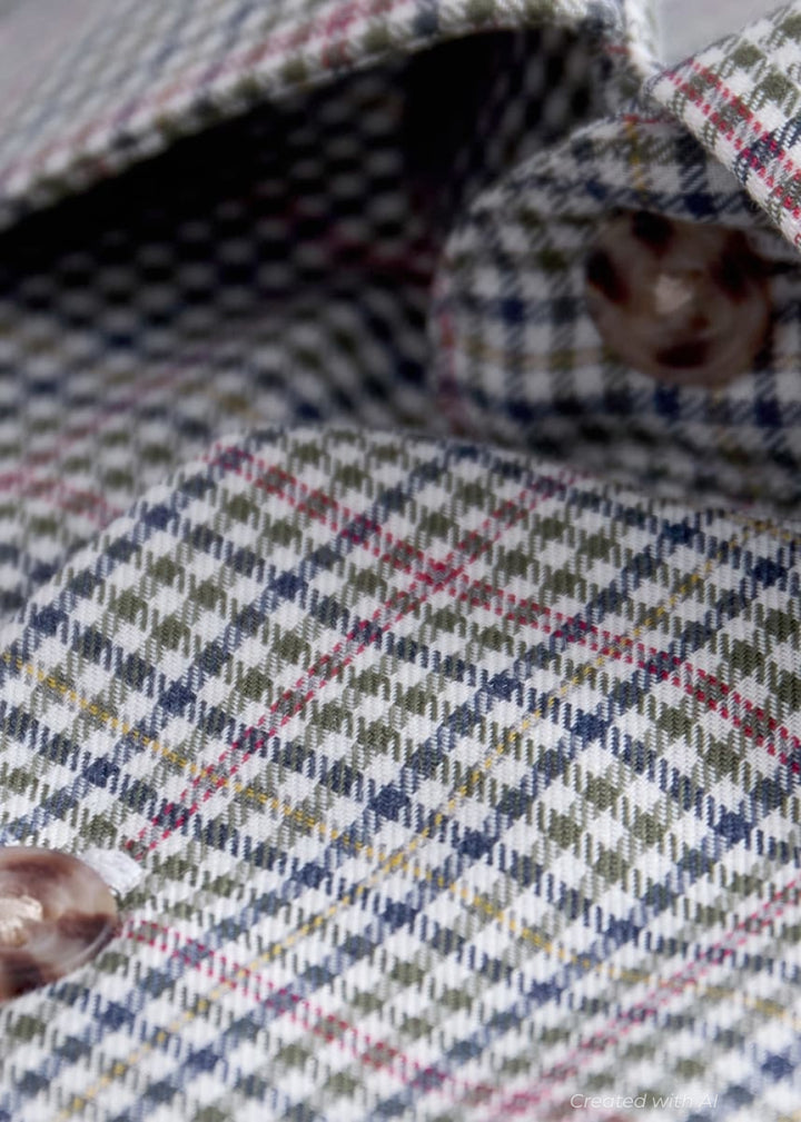 Mini Check Sport Shirt - Olive/Multi - Collared Shirt