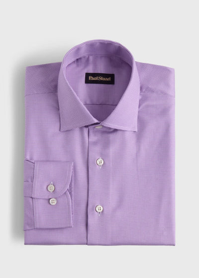 Mini Houndstooth Sport Shirt - Plum - S (38) - Collared Shirt