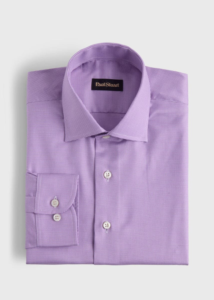 Mini Houndstooth Sport Shirt - Plum - S (38) - Collared Shirt