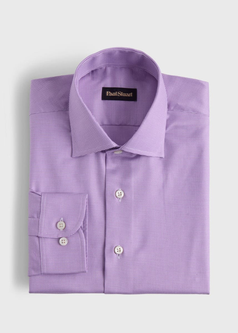 Mini Houndstooth Sport Shirt - Plum - S (38) - Collared Shirt