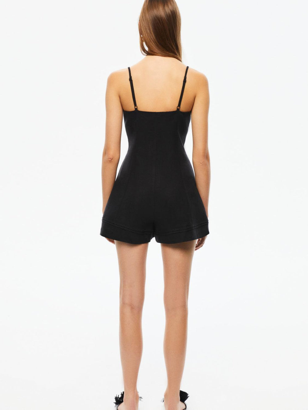 Mini Linen Jumpsuit - Black - Romper
