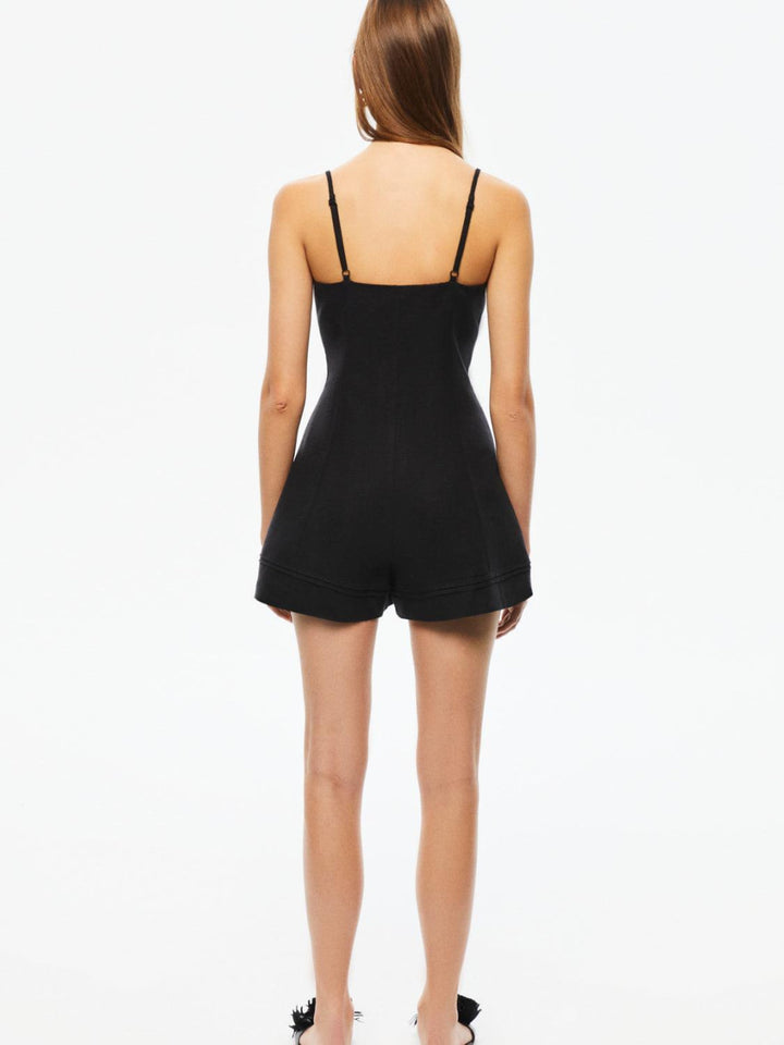 Mini Linen Jumpsuit - Black - Romper