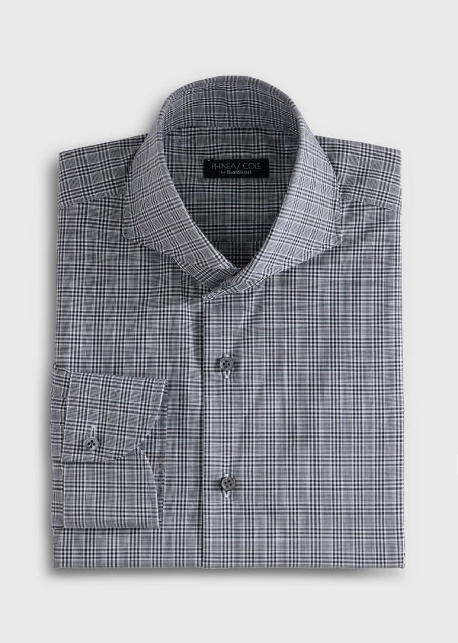 Mini Plaid Extreme Ctwy Cotton Dress Shirt - Black/White - Dress Shirt