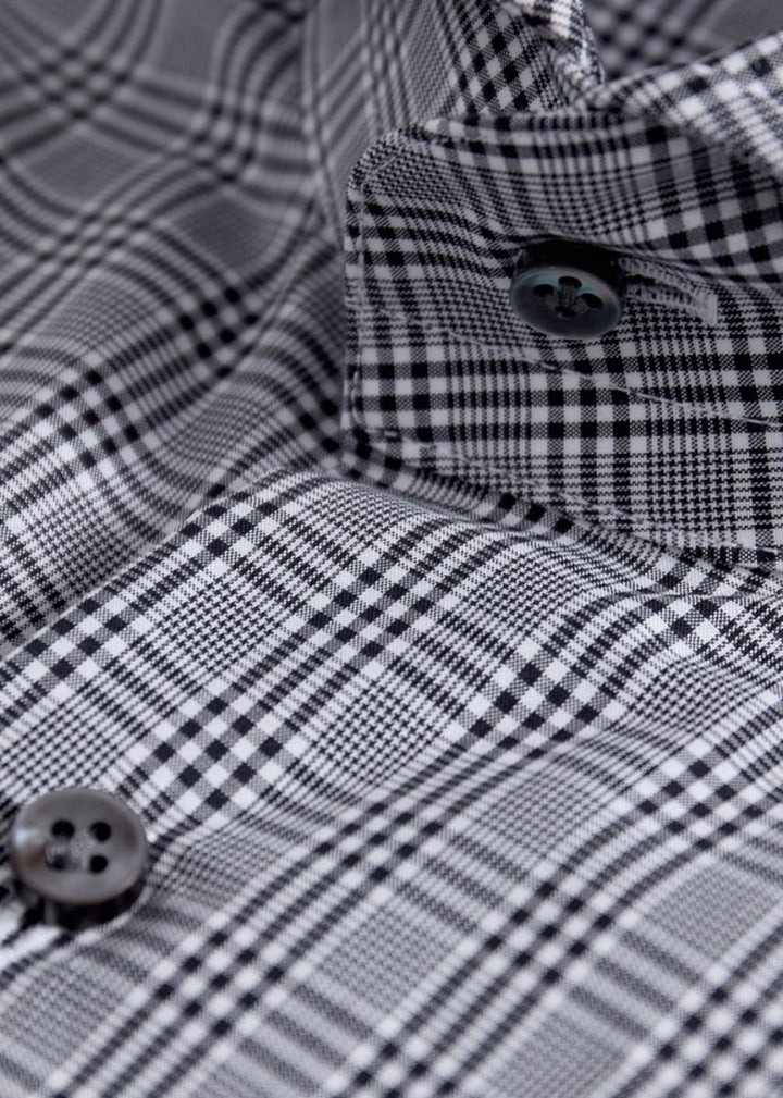 Mini Plaid Extreme Ctwy Cotton Dress Shirt - Black/White - Dress Shirt