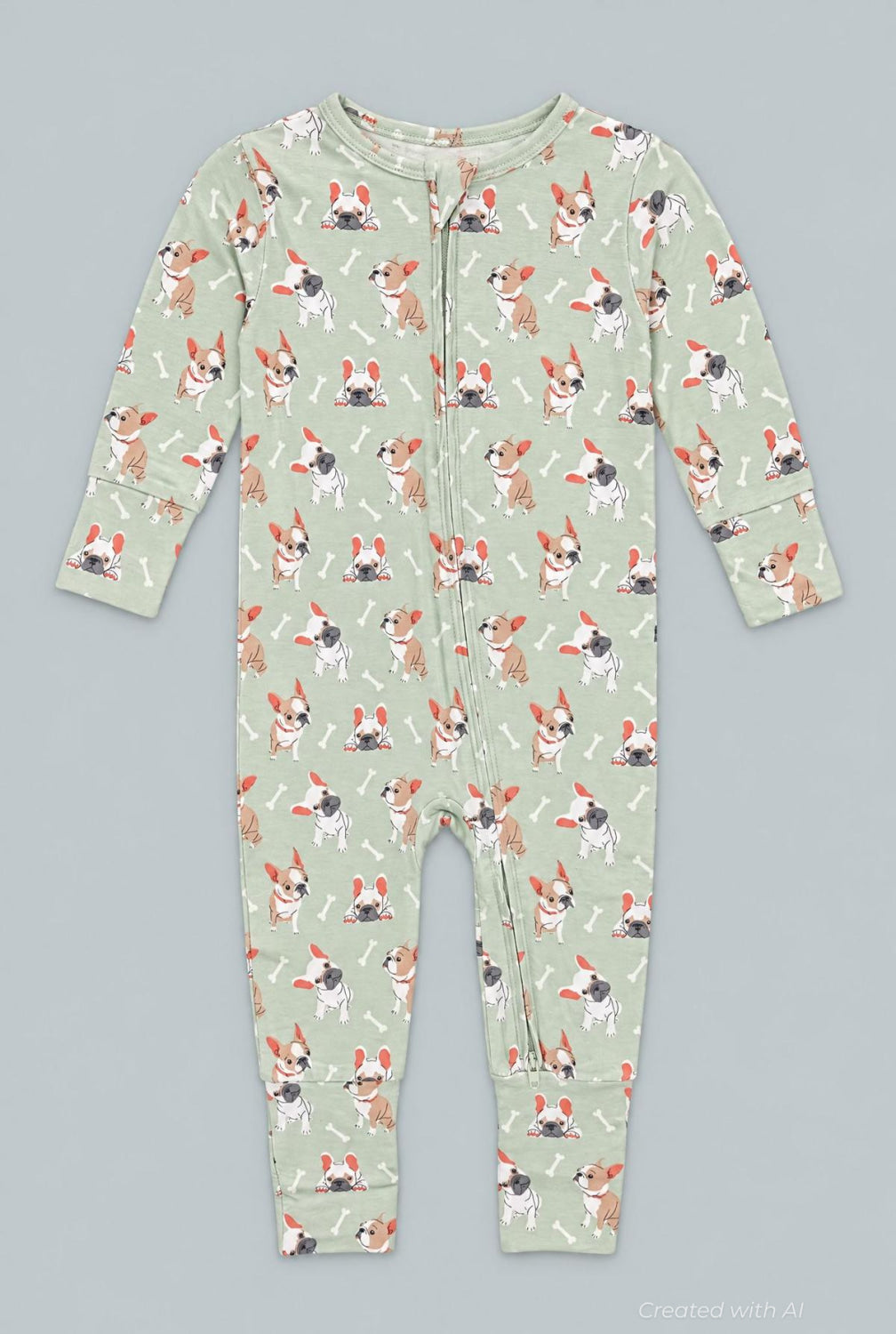 Mint Frenchie Puppy Convertible Romper - Frenchie Fun - Romper