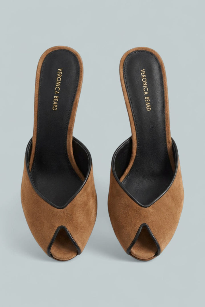 Mirabel Peep Toe Suede Wedge Heel Sandals - Chestnut/Black - 9 - Sandals