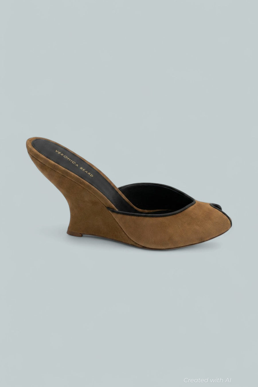 Mirabel Peep Toe Suede Wedge Heel Sandals - Chestnut/Black - 9 - Sandals