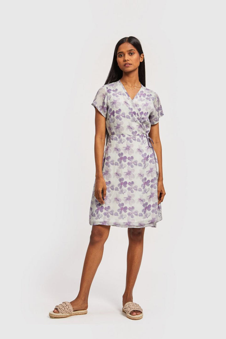 Mist Short Wrap Dress - Purple Mist - Dresses