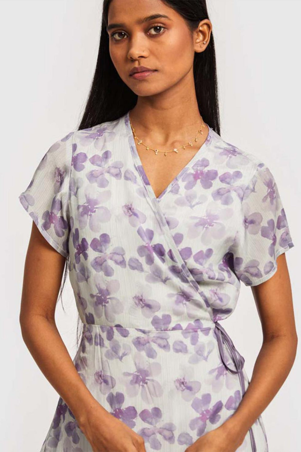 Mist Short Wrap Dress - Purple Mist - Dresses