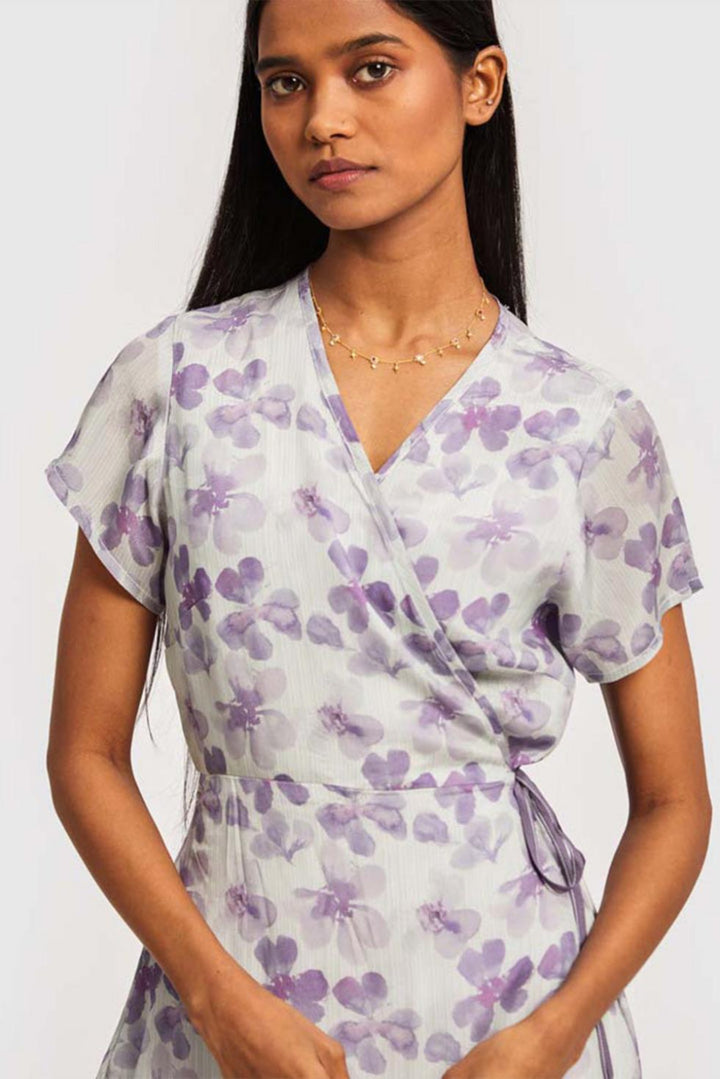 Mist Short Wrap Dress - Purple Mist - Dresses