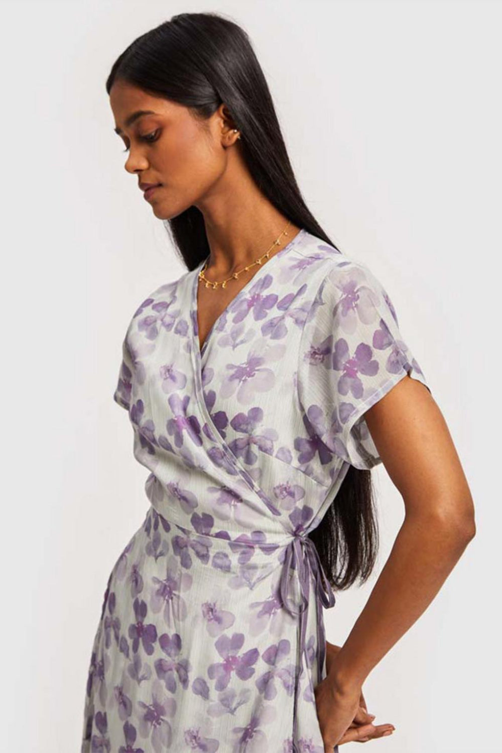 Mist Short Wrap Dress - Purple Mist - Dresses