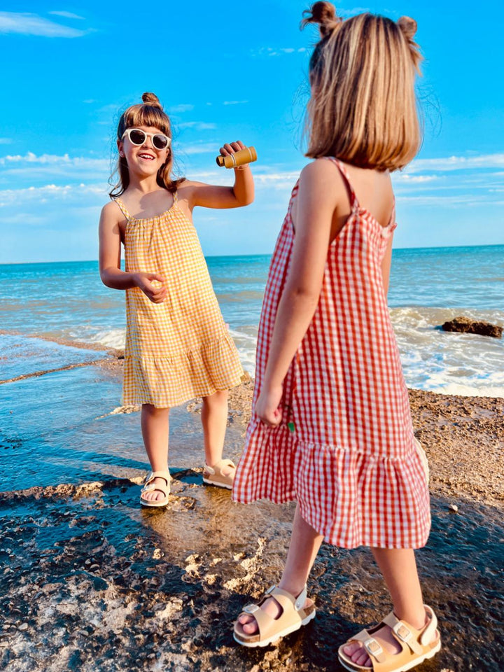 Misty Rose Linen Kid Dress - Natural/misty Rose - Dresses