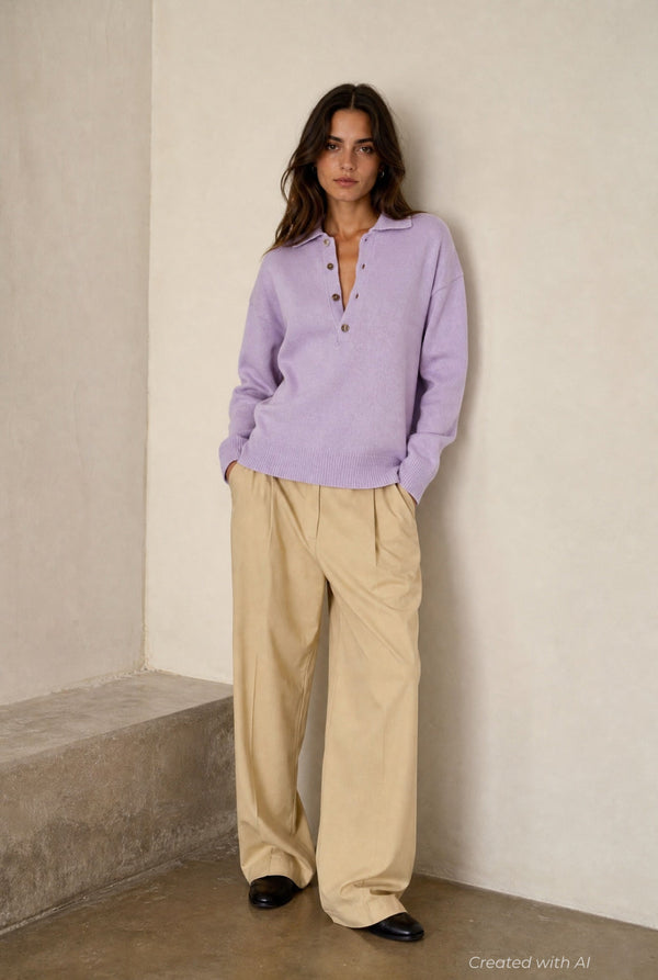 Mitch Collar Sweater - Lilac - Sweater