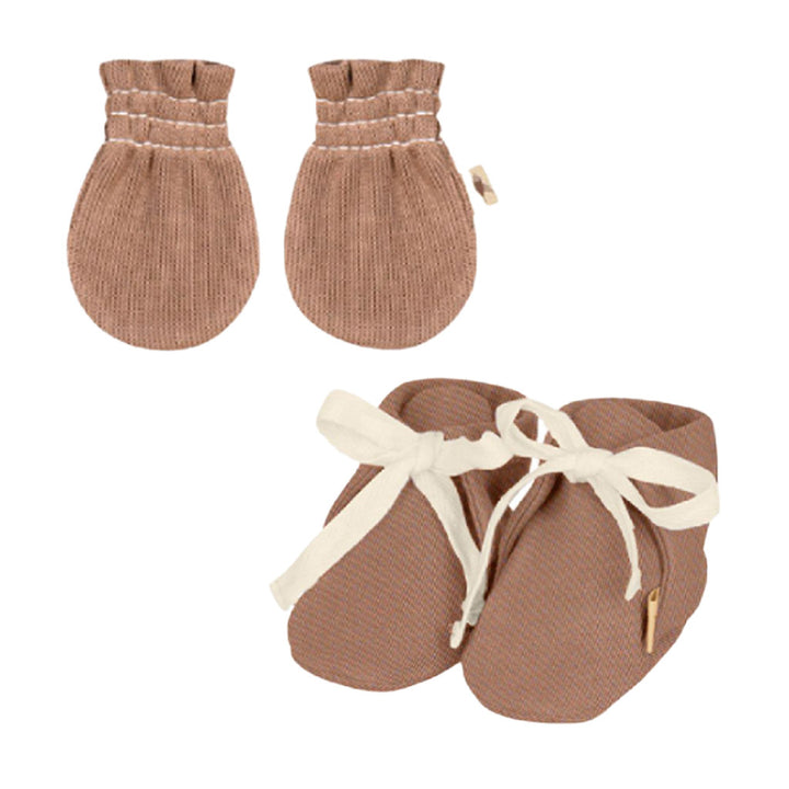 Cotton Mittens and Booties Set - Castagna
