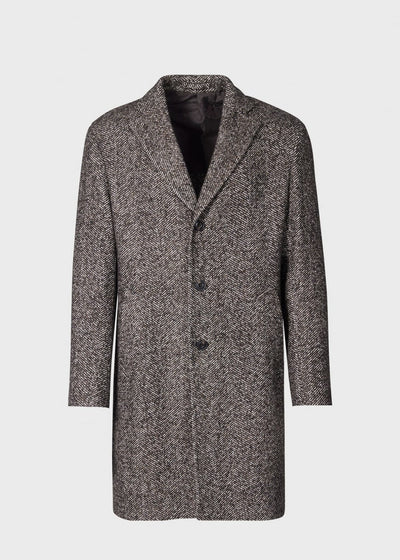 Tweed Single Breasted Coat - Brown