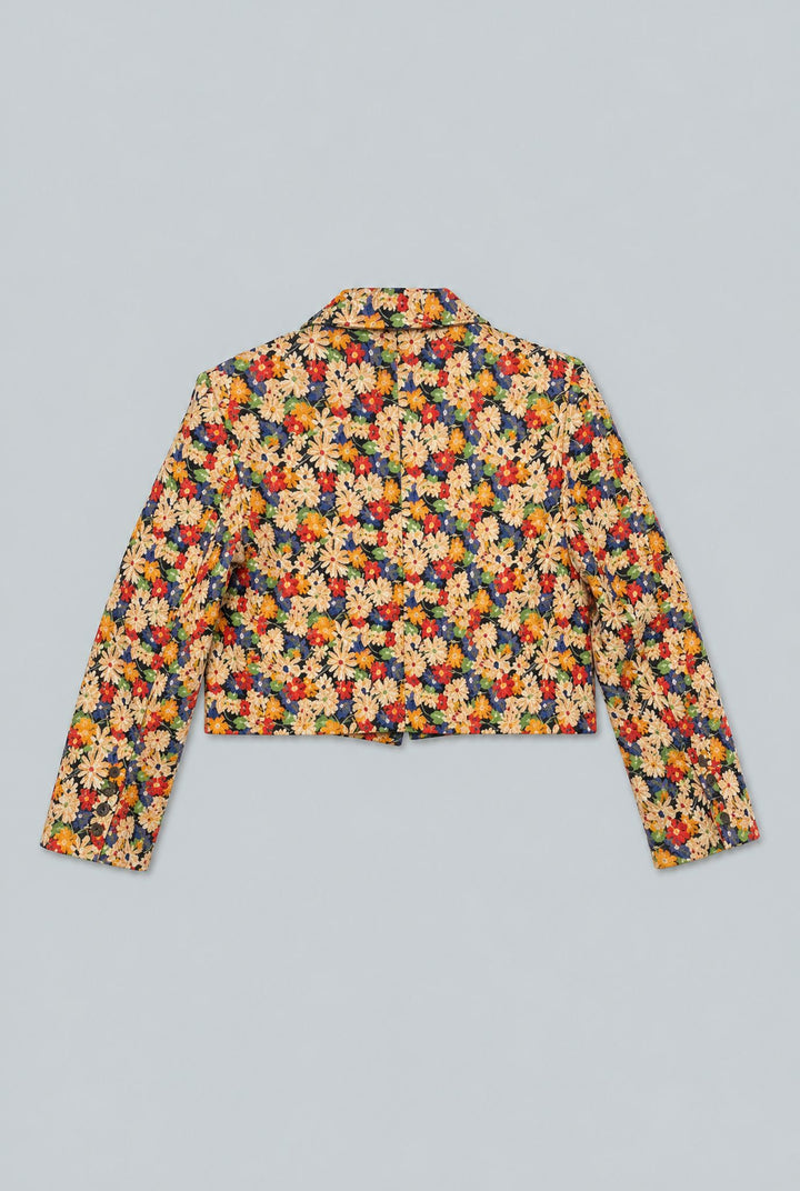 Floral Cropped Blazer - Black Combo