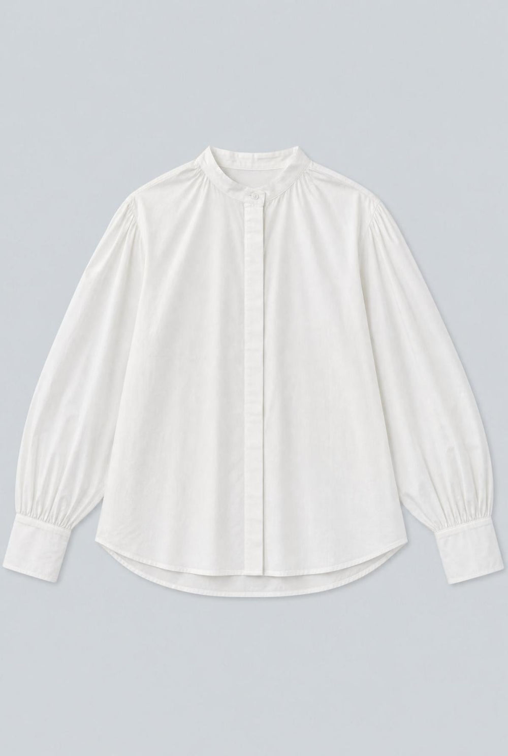 Mock Neck Button Up - White - Blouse