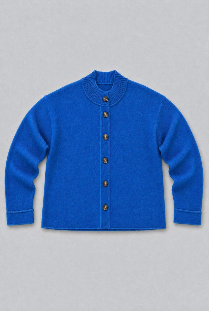 Mock Neck Cardigan - Cobalt - Cardigan