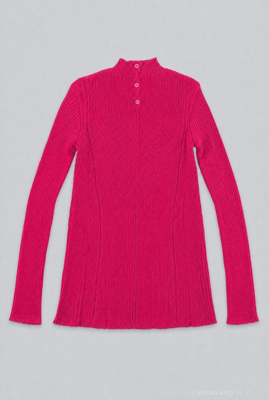 Mock Neck Sweater - Hot Pink - Mockneck