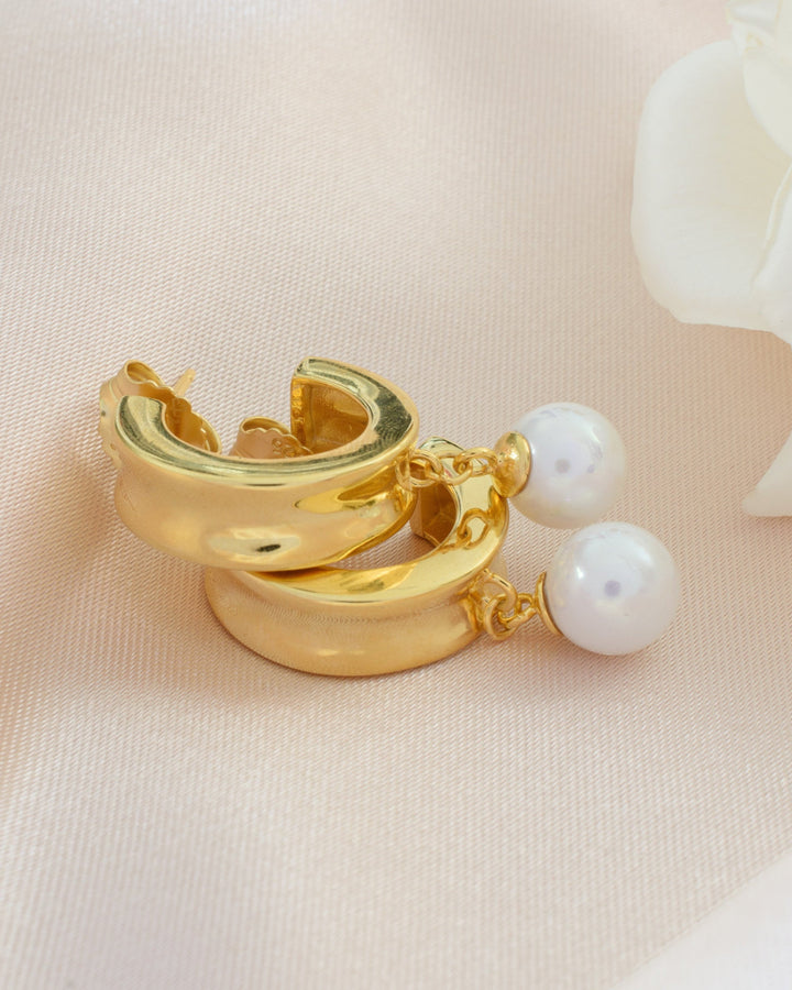 Modern Drop Pearl Earrings - Gold - One Size - Earrings
