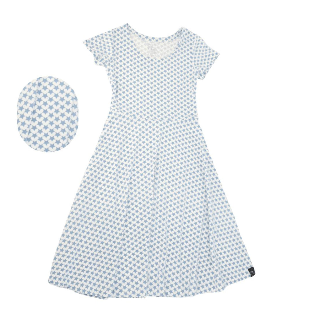 Mommy Swirly Girl Dress - Hearts and Stars Blue - Dresses