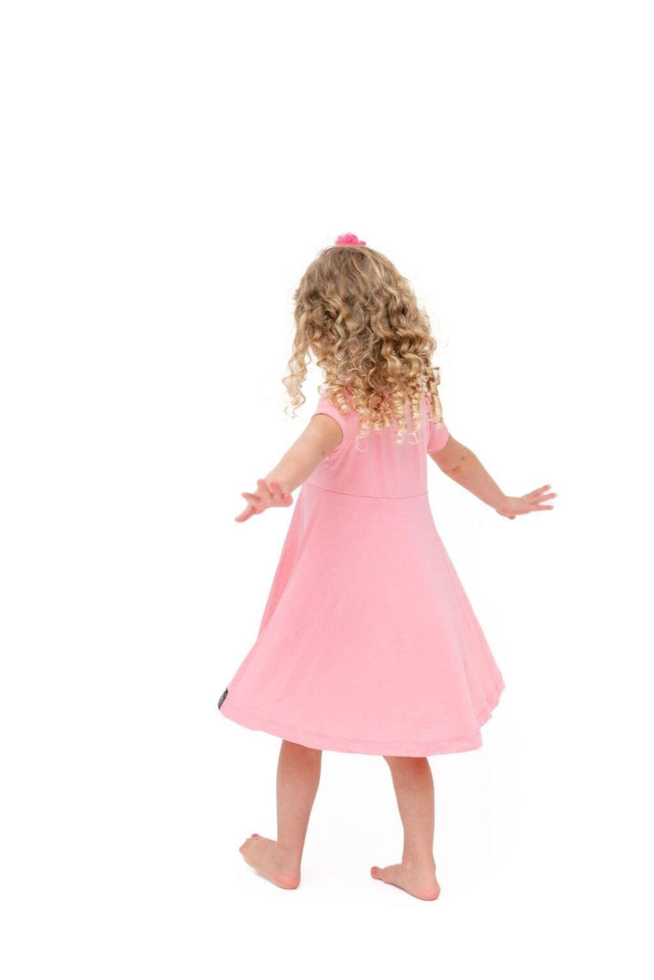 Mommy Swirly Girl Dress - Hearts and Stars Pink - Dresses