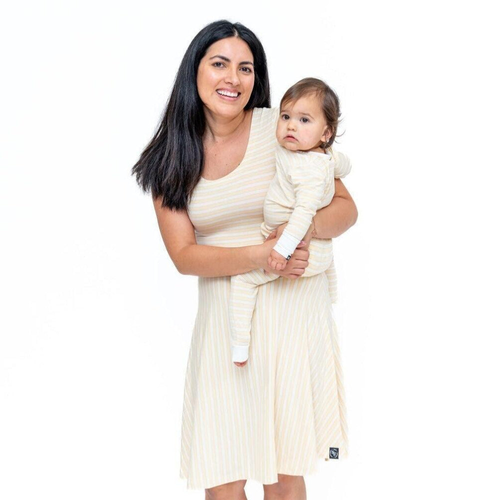Mommy Swirly Girl Dress - Vintage Stripe Honeycomb - Small - Dresses