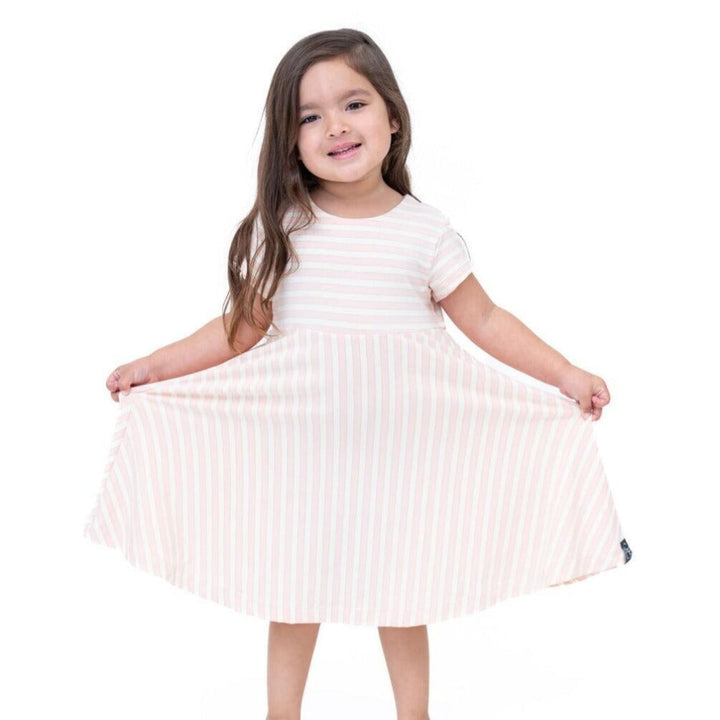 Mommy Swirly Girl Dress - Vintage Stripe Pink - Dresses