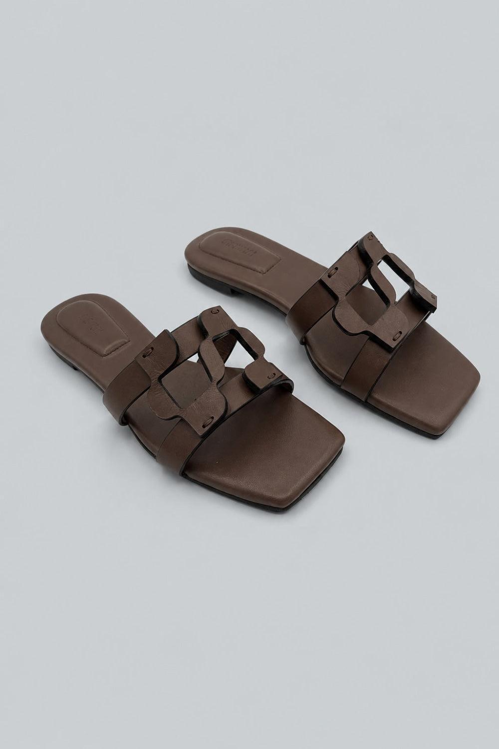 Monogram Flat Sandals - Mocha - EU 36 / US 6 - Sandals