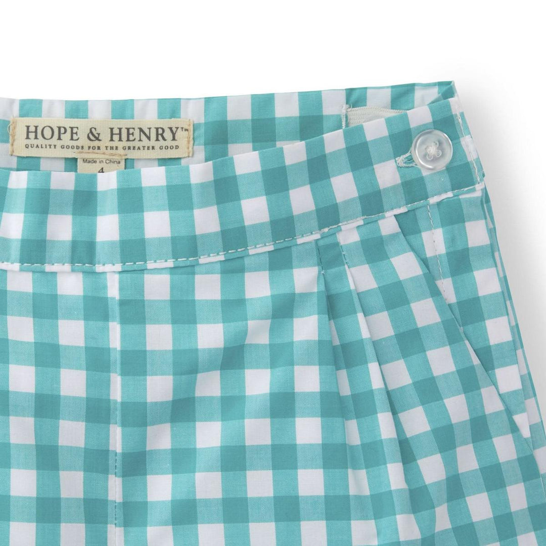 Baby Pleated Short - Teal Gingham