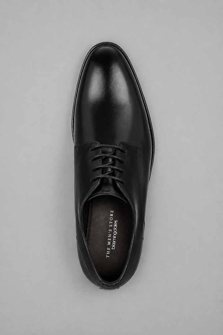 Men's Plain Toe Lace Up Derby Shoes Exclusive - Black