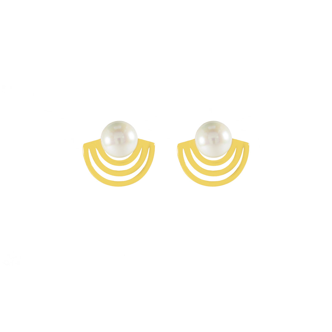 Radiate Pearl Stud Earrings - Gold