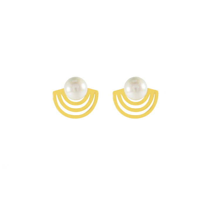 Radiate Pearl Stud Earrings - Gold