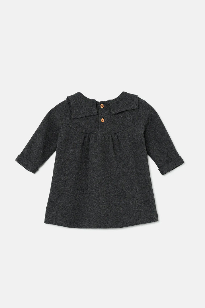 Soft Knit Baby Dress - Dark Grey