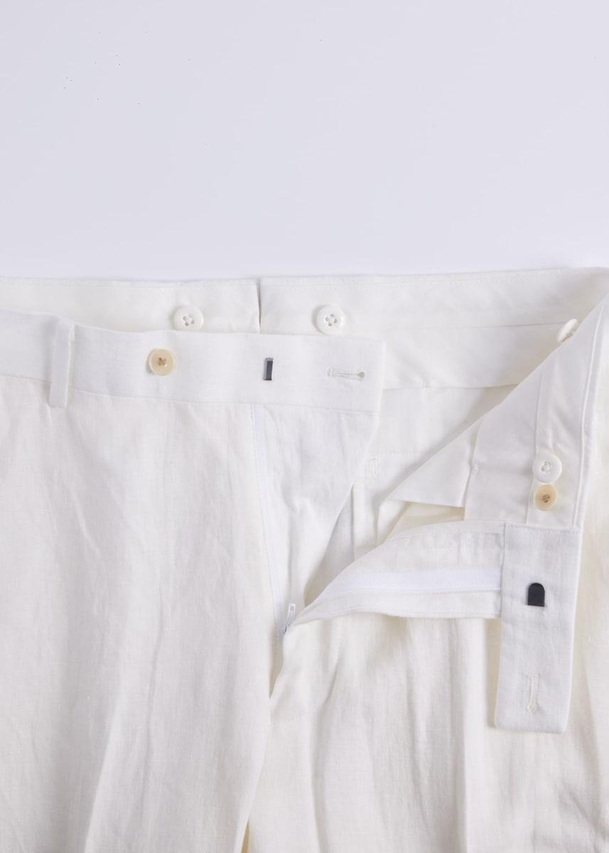Soft Linen Canvas Dress Trouser - White